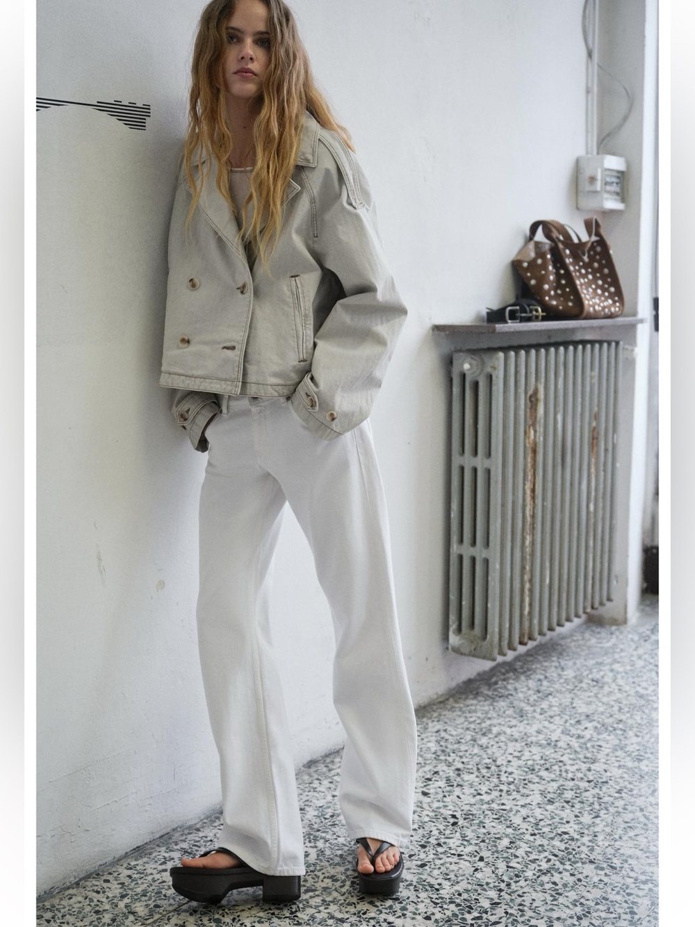 ZARA WASHED HERRINGBONE JACKET